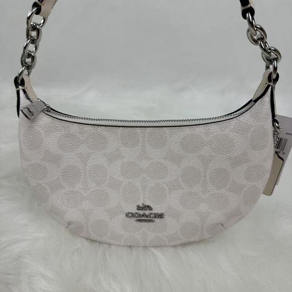 Coach Mini Payton Bag In Signature Canvas In Silver/Chalk CBA79 NWT - Picture 2 of 8